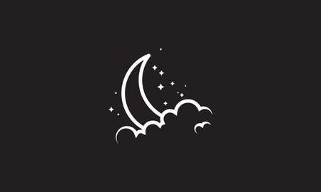 lines night crescent with cloud logo vector icon illustration designのイラスト素材