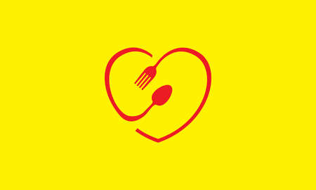 love shape with spoon fork logo vector icon illustration designのイラスト素材
