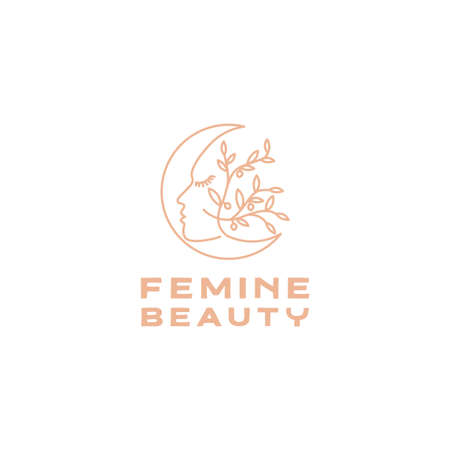 lines woman face with leaf feminine  logo symbol icon vector graphic design illustration idea creativeのイラスト素材
