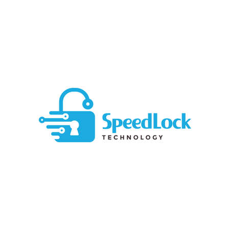 padlock with speed tech logo symbol icon vector graphic design illustration idea creativeのイラスト素材