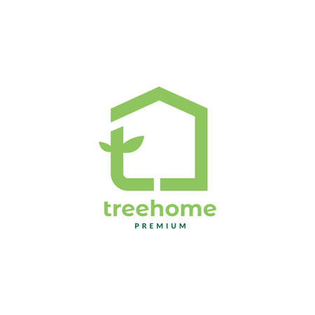 letter T with leaf and home simple logo symbol icon vector graphic design illustration idea creativeのイラスト素材