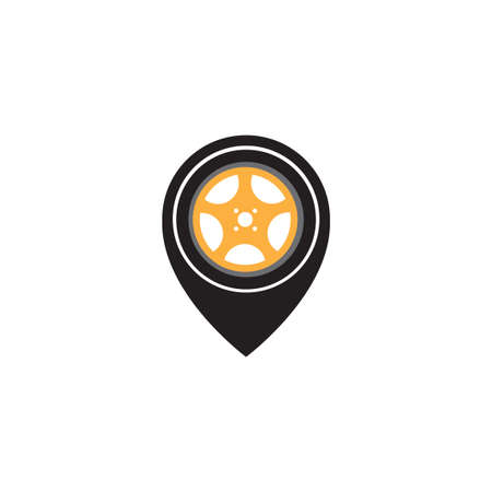 wheel car with pin map location logo symbol icon vector graphic design illustration idea creativeのイラスト素材