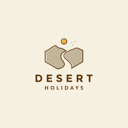 sunset with desert way road logo symbol icon vector graphic design illustration idea creativeのイラスト素材