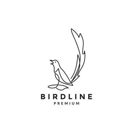 continuous lines bird magpie logo symbol icon vector graphic design illustration idea creativeのイラスト素材
