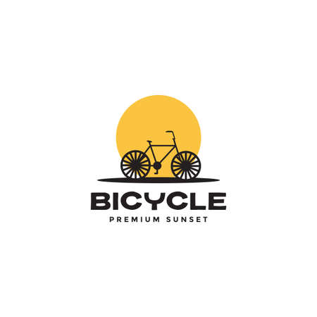 vintage simple bicycle with sunset logo symbol icon vector graphic design illustration idea creativeのイラスト素材