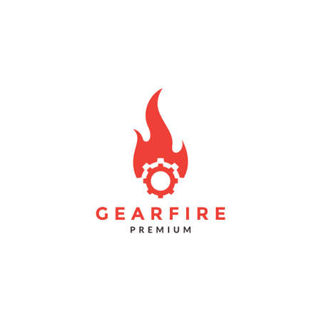 service gear with fire logo symbol icon vector graphic design illustration idea creativeのイラスト素材