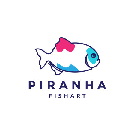 line abstract colorful fish piranha logo symbol icon vector graphic design illustration idea creativeのイラスト素材