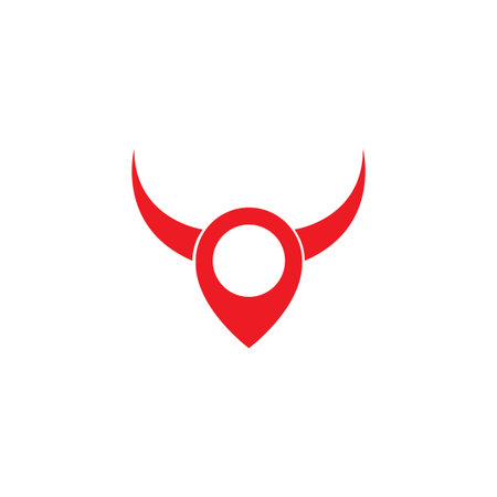 red pin map location with horn logo symbol icon vector graphic design illustration idea creativeのイラスト素材