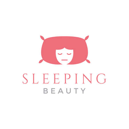 girl face with sleep pillow logo design vector graphic symbol icon sign illustration creative ideaのイラスト素材
