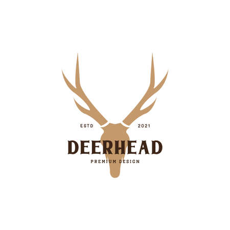 colored brown head deer vintage logo design vector graphic symbol icon sign illustration creative ideaのイラスト素材