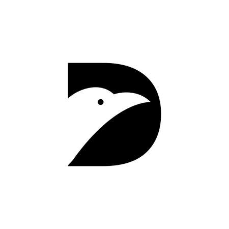 letter D with bird negative space logo symbol icon vector graphic design illustration idea creativeのイラスト素材