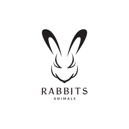 strong face rabbits logo design vector graphic symbol icon sign illustration creative ideaのイラスト素材