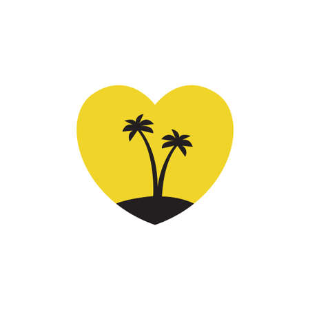 love with coconut trees and sunset logo symbol icon vector graphic design illustration idea creativeのイラスト素材