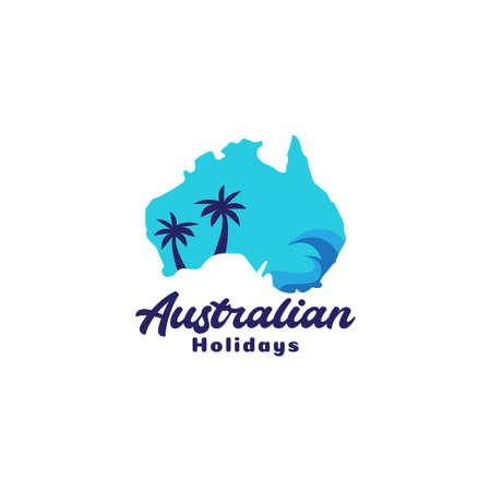 australian map with wave sea abstract logo symbol icon vector graphic design illustration idea creativeのイラスト素材