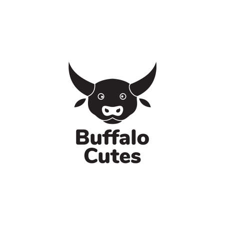 cute face buffalo black logo design vector graphic symbol icon sign illustration creative ideaのイラスト素材