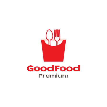 snack pack with spoon fork logo design vector graphic symbol icon sign illustration creative ideaのイラスト素材