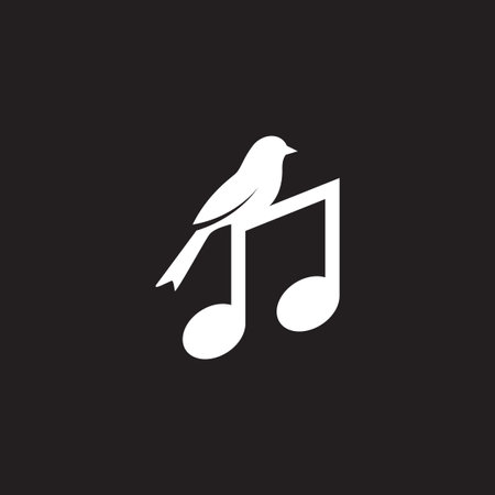 bird singer with note music logo design vector graphic symbol icon sign illustration creative ideaのイラスト素材