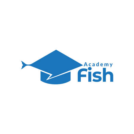 fish academy with gown logo design vector graphic symbol icon sign illustration creative ideaのイラスト素材
