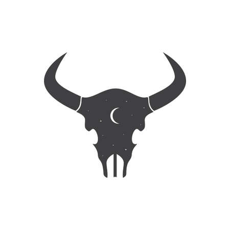 cow skull black with crescent logo design vector graphic symbol icon sign illustration creative idea