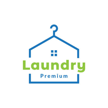 home with laundry cloth hanger logo design vector graphic symbol icon sign illustration creative ideaのイラスト素材
