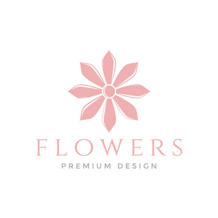 geometric feminine flower pink logo design vector graphic symbol icon sign illustration creative ideaのイラスト素材
