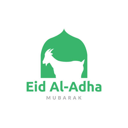 green dome mosque with goat logo design vector graphic symbol icon sign illustration creative ideaのイラスト素材