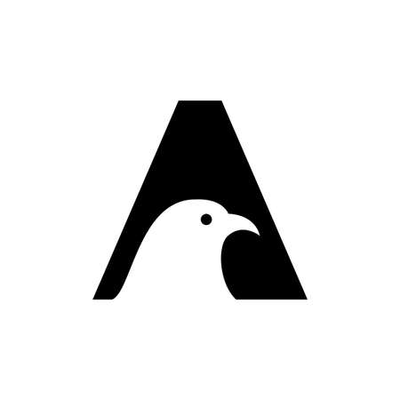 letter A or triangle with bird shape logo design vector graphic symbol icon sign illustration creative ideaのイラスト素材