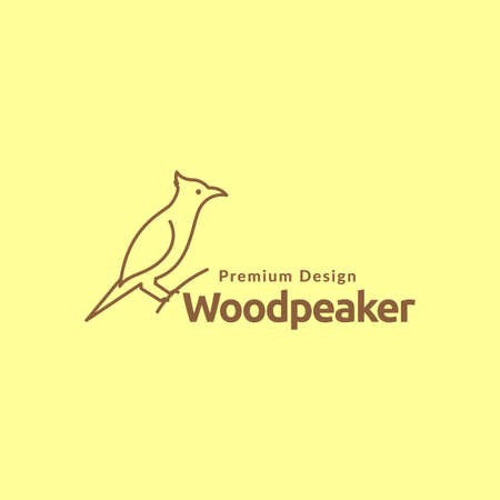 line simple bird woodpecker logo design vector graphic symbol icon sign illustration creative ideaのイラスト素材