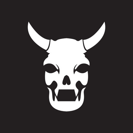 animal skull scare with horn logo design vector graphic symbol icon sign illustration creative ideaのイラスト素材