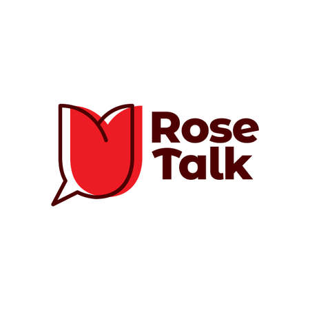 abstract rose flower with bubble chat talk logo design vector graphic symbol icon sign illustration creative ideaのイラスト素材