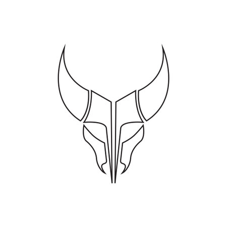 line black skull cow logo design, vector graphic symbol icon illustration creative ideaのイラスト素材