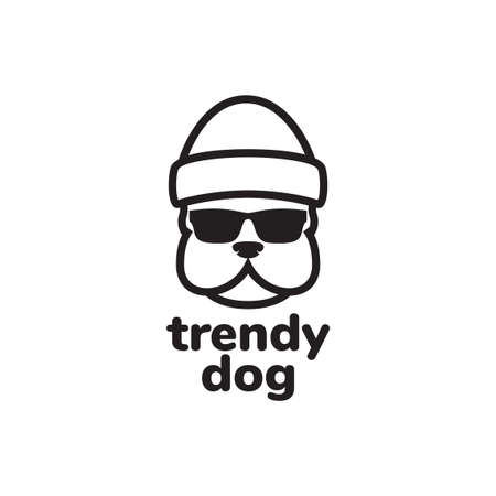 cool dog with beanie hat and sunglasses logo design, vector graphic symbol icon illustration creative ideaのイラスト素材