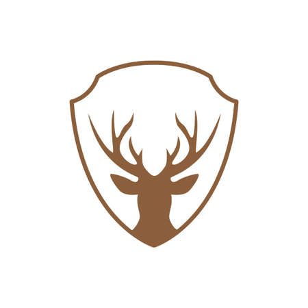 shield with deer horn logo design, vector graphic symbol icon illustration creative ideaのイラスト素材