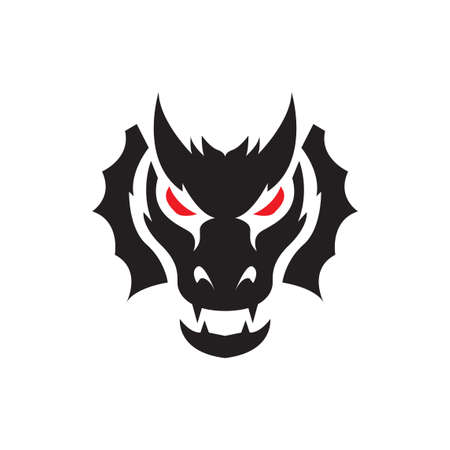 face scare black dragon logo design, vector graphic symbol icon illustration creative ideaのイラスト素材
