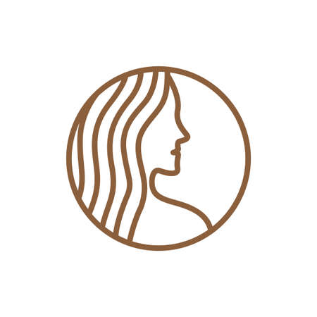 side view woman long hair beauty hipster logo design, vector graphic symbol icon illustration creative ideaのイラスト素材