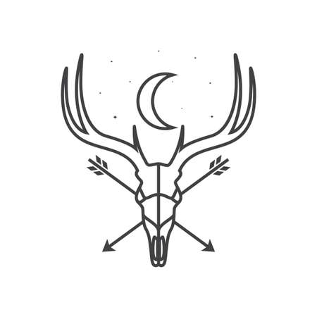 hipster deer skull with stars logo design, vector graphic symbol icon illustration creative ideaのイラスト素材