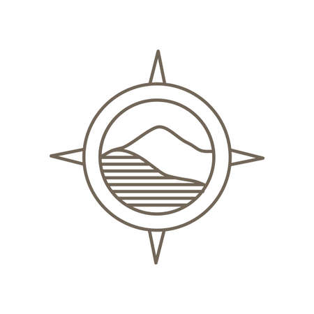 hill desert with compass hipster logo design, vector graphic symbol icon illustration creative idea