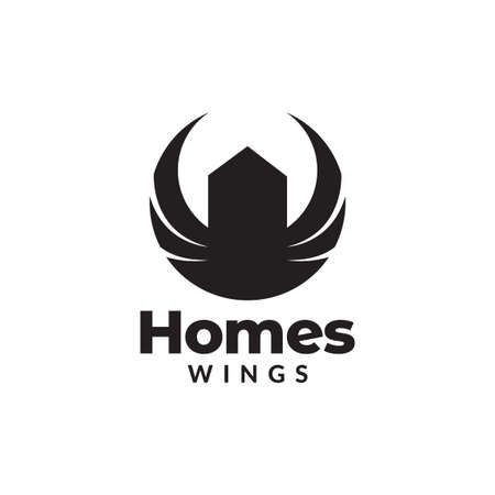 shape home with wings logo design, vector graphic symbol icon illustration creative ideaのイラスト素材