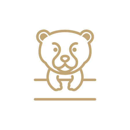shape line cute bear with board logo design, vector graphic symbol icon illustration creative ideaのイラスト素材