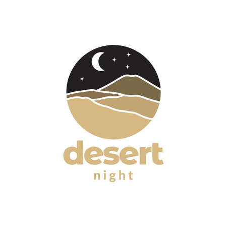 abstract desert with mountain night logo design, vector graphic symbol icon illustration creative ideaのイラスト素材