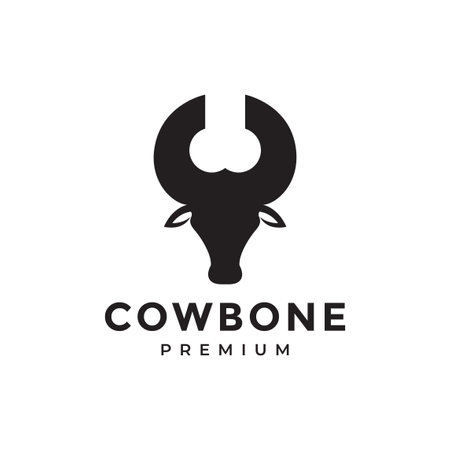 head cow with horn bone logo design, vector graphic symbol icon illustration creative ideaのイラスト素材
