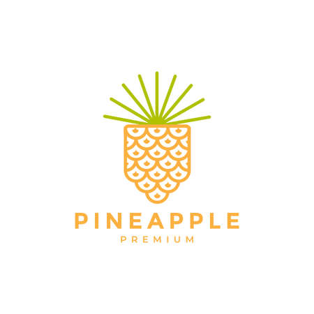 colorful minimalist pineapple fruit logo design, vector graphic symbol icon illustration creative ideaのイラスト素材
