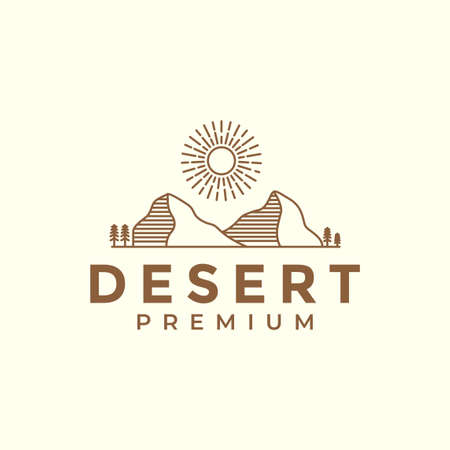 hipster hill and desert logo design, vector graphic symbol icon illustration creative ideaのイラスト素材