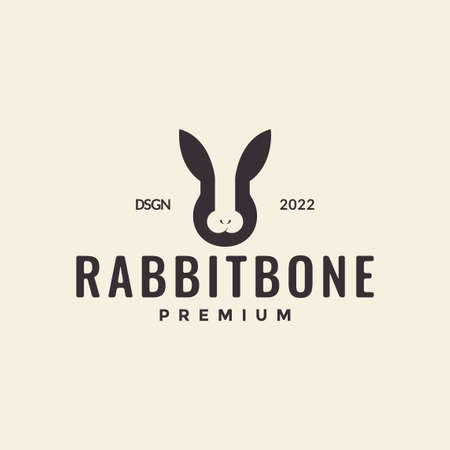 face rabbit with bone vintage logo design, vector graphic symbol icon illustration creative ideaのイラスト素材