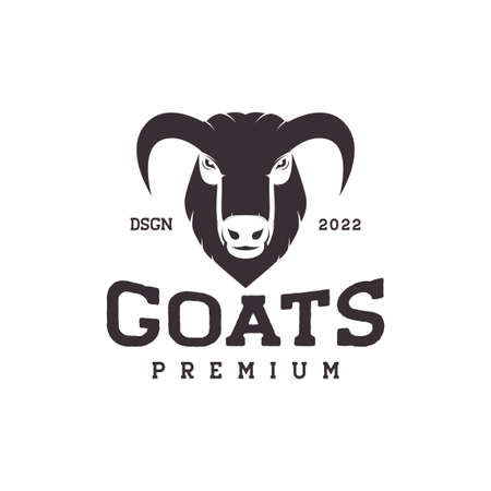 head vintage goat with good horn logo design, vector graphic symbol icon illustration creative ideaのイラスト素材