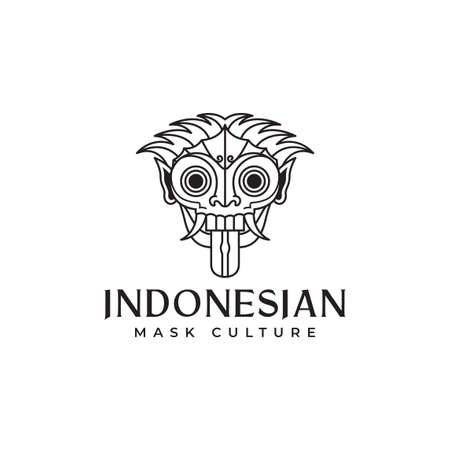 indonesian mask culture traditional hipster logo design, vector graphic symbol icon illustration creative ideaのイラスト素材