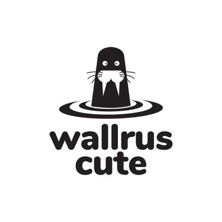 cute black walrus logo design vector graphic symbol icon illustration creative ideaのイラスト素材