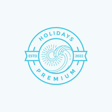 line badge with wave holidays logo design vector graphic symbol icon illustration creative ideaのイラスト素材