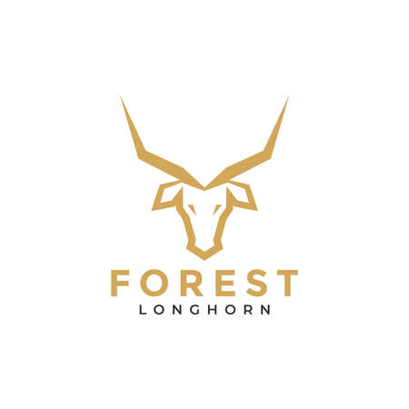 wild life head deer long horn minimal logo design vector graphic symbol icon illustration creative ideaのイラスト素材