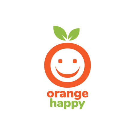 circle orange with face smile fresh logo design vector graphic symbol icon illustration creative ideaのイラスト素材